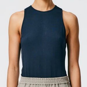 Tibi T-Shirt Crewneck Racerback Bodysuit NAVY